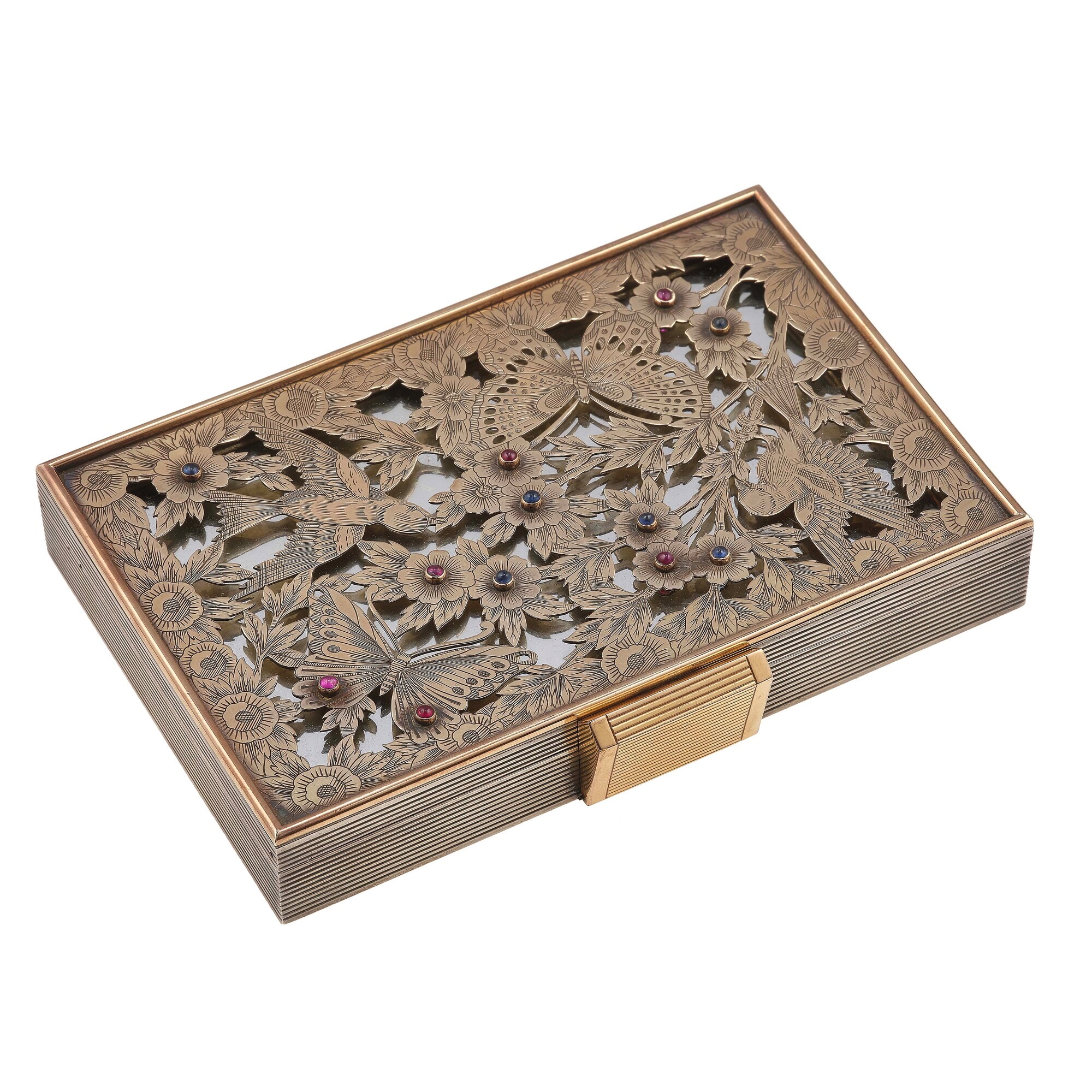Boucheron, Paris. Minaudière con Piccoli Rubini e Zaffiri Taglio Cabochon