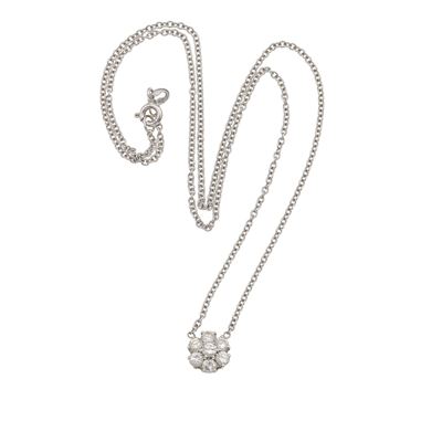 Girocollo con pendente, diamanti, in oro bianco 750/1000