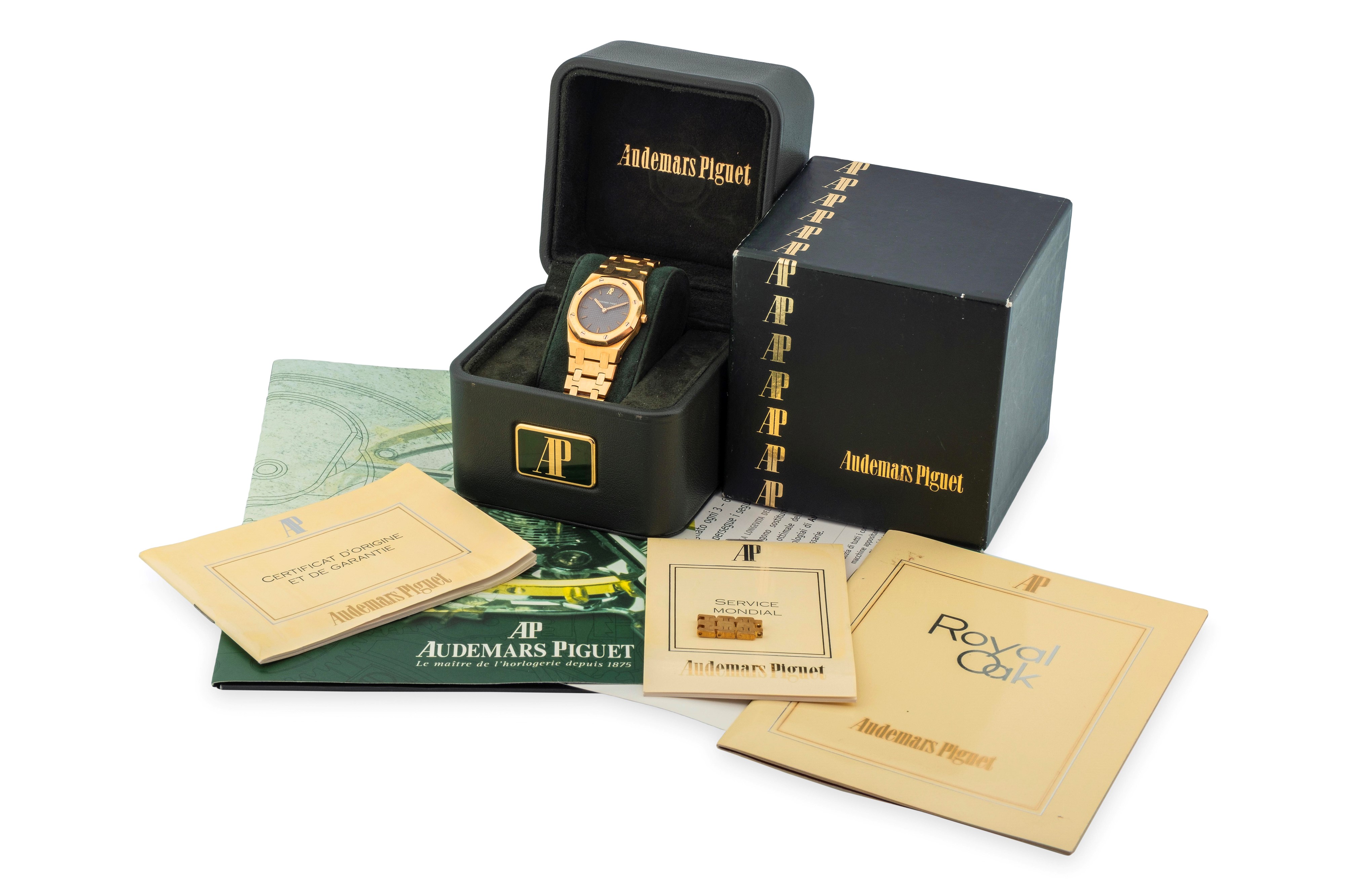 Audemars Piguet - Royal Oak Lady ref. 6007BA, oro giallo 18k, quarzo, quadrante grigio Tapisserie