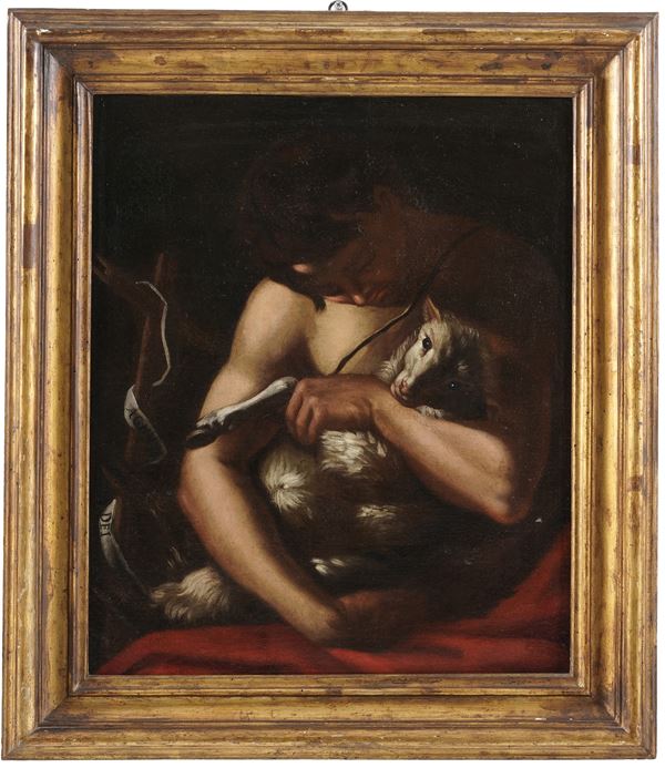 Scuola caravaggesca del XVII secolo San Giovannino con l’agnello