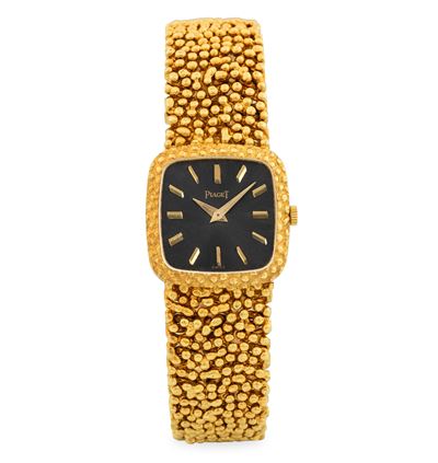 Gold Nugget ref. 9902 N17 in oro giallo 18k con quadrante antracite Soleil e bracciale integrato