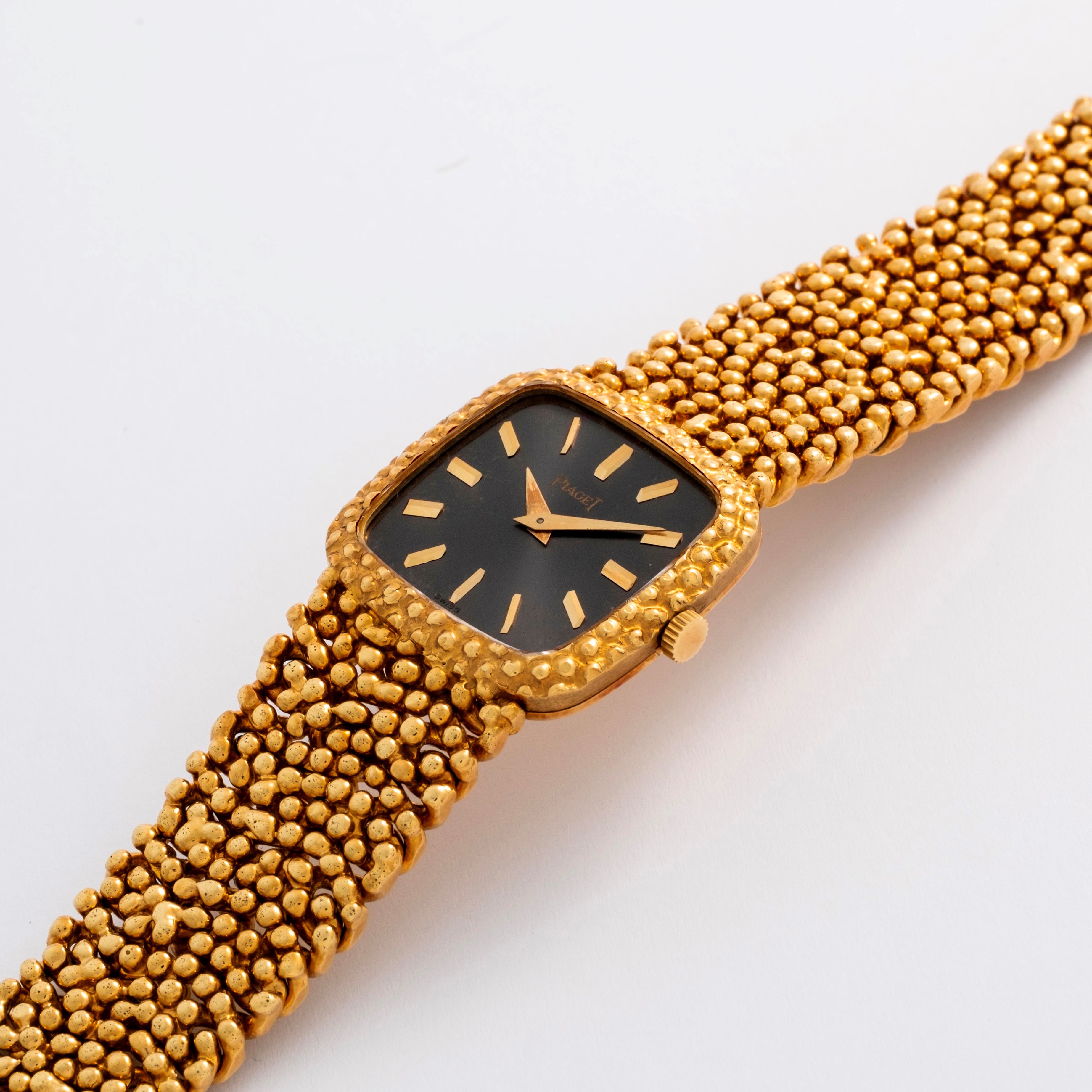 Piaget - Gold Nugget ref. 9902 N17 in oro giallo 18k con quadrante antracite Soleil e bracciale i...