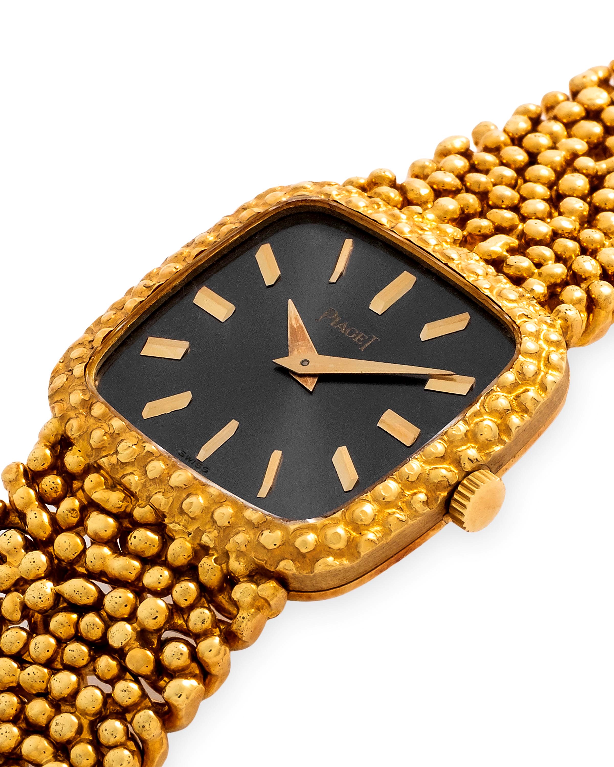 Piaget - Gold Nugget ref. 9902 N17 in oro giallo 18k con quadrante antracite Soleil e bracciale i...