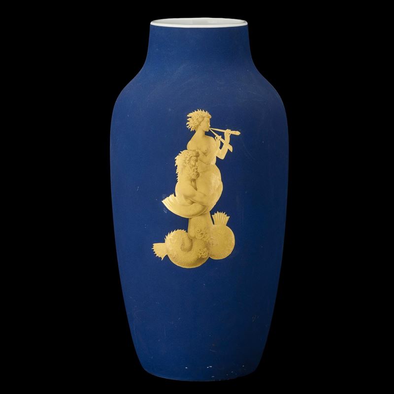 Giovanni Gariboldi - Vaso a balaustro in porcellana con decorazione a sirena e tritone, Pittoria ...