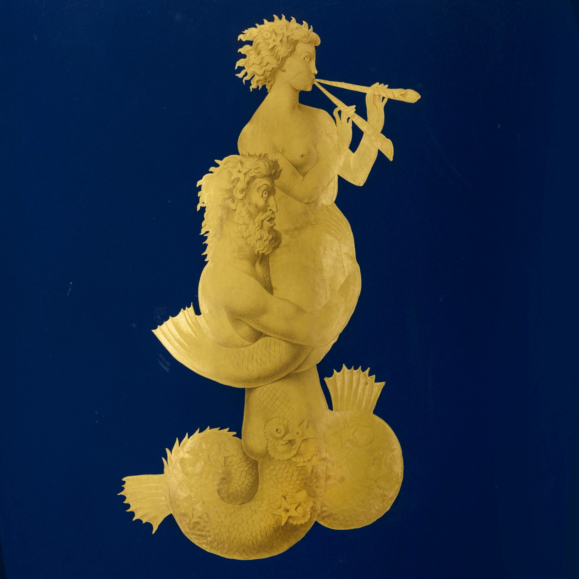 Giovanni Gariboldi - Vaso a balaustro in porcellana con decorazione a sirena e tritone, Pittoria ...
