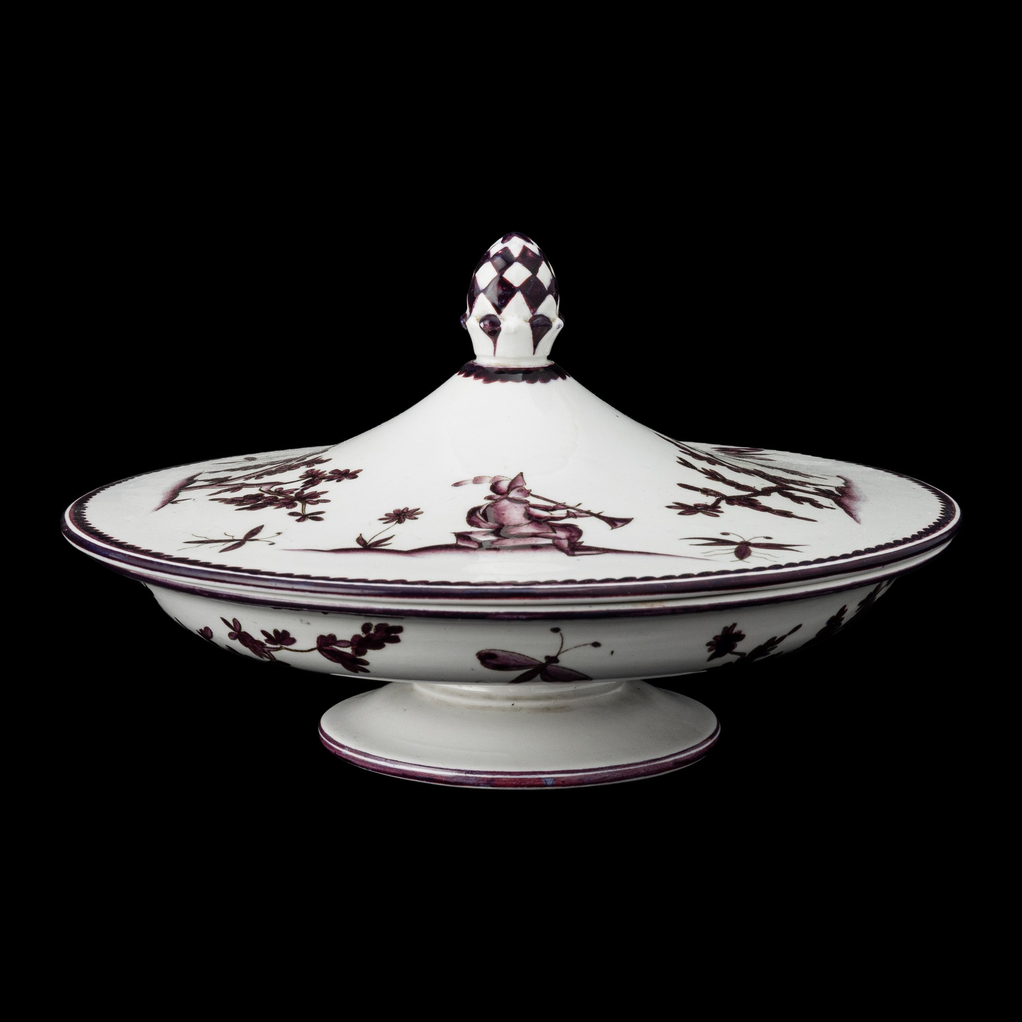 Guido Andloviz - Portadolci con coperchio, terraglia a colaggio con decoro “Figurine Vecchia Mila...