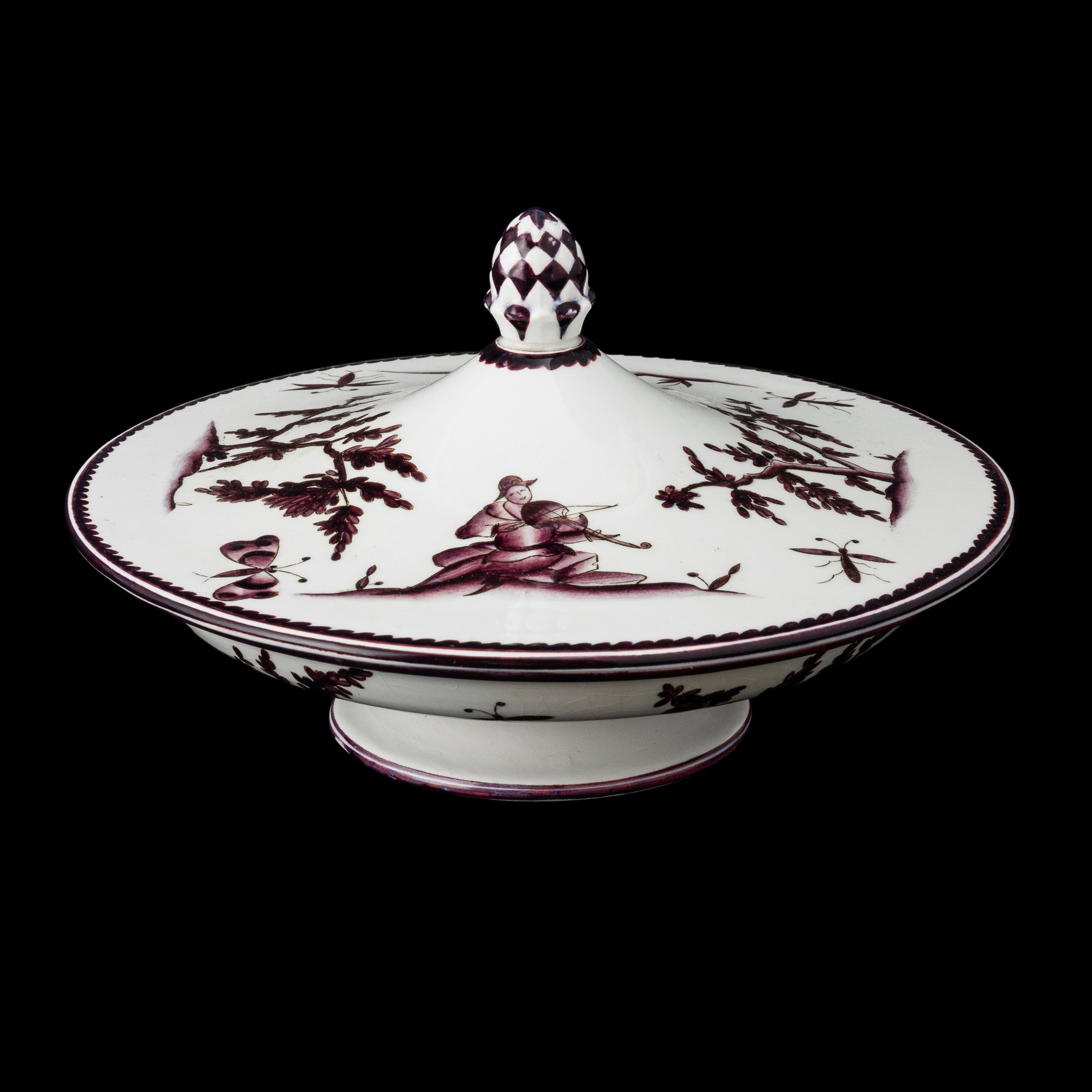 Guido Andloviz - Portadolci con coperchio, terraglia a colaggio con decoro “Figurine Vecchia Mila...