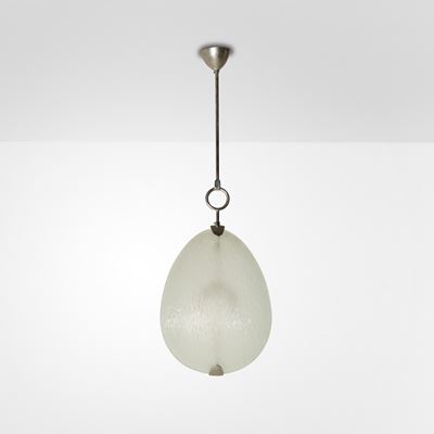 Lampada a sospensione in metallo e vetro (1960 ca.)