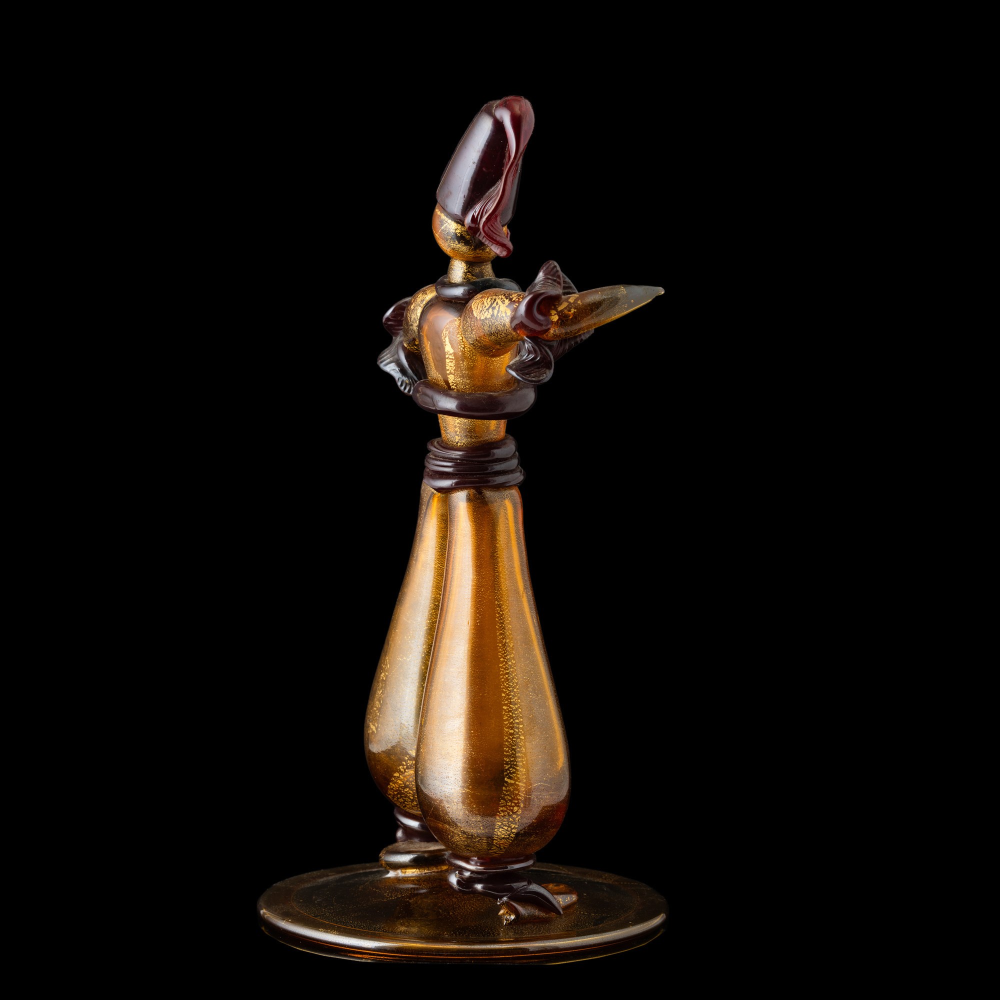 MVM Cappellin, Scultura raffigurante ascaro eritreo in vetro soffiato, con decoro a foglia oro (1...
