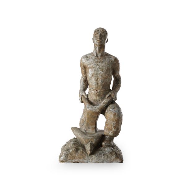 Giuntini, L’aratore, ceramica smaltata.