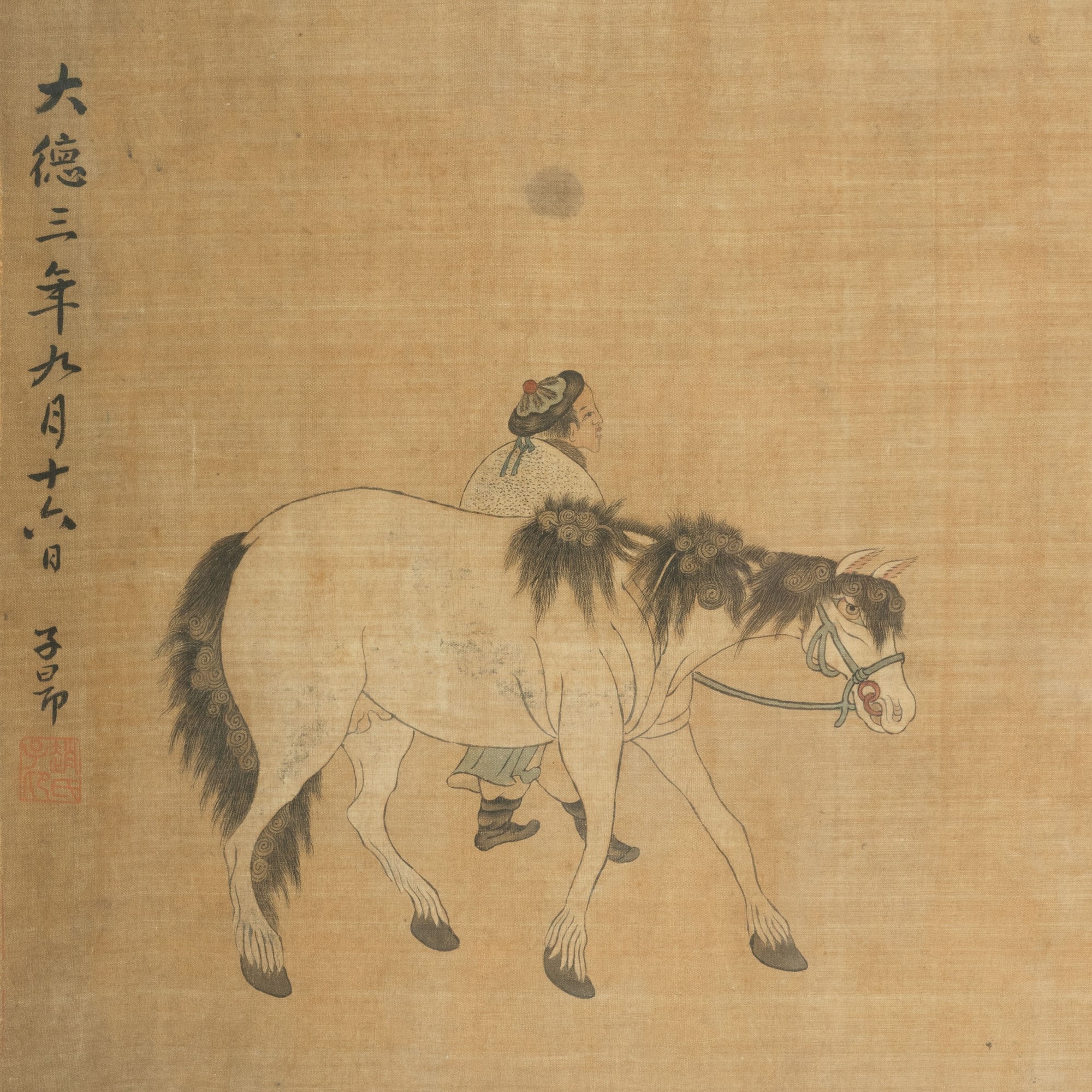 Cina, Dinastia Qing (XIX secolo), Scroll raffigurante cavalli con iscrizioni