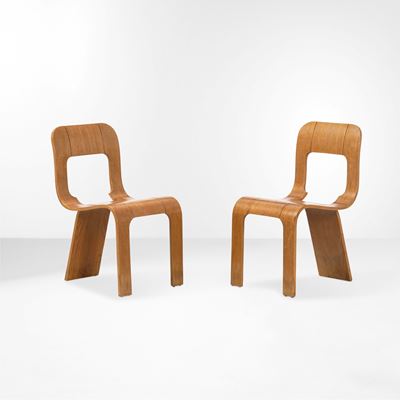 Due sedie mod. S, legno compensato curvato