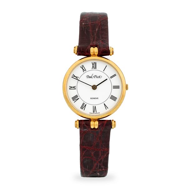 Paul Picot - Solo tempo in oro giallo 18k, quadrante bianco con numeri Romani, con scatola e garanzia, circa 1990
