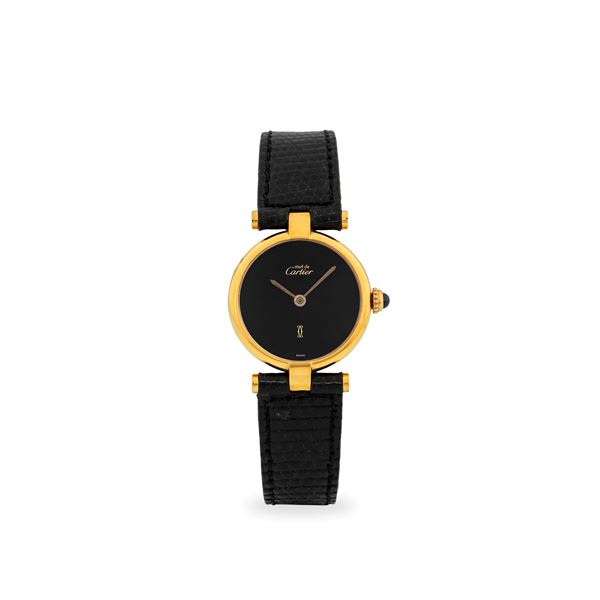 Must Ronde Vermeil, quadrante nero, con scatola originale, circa 1990