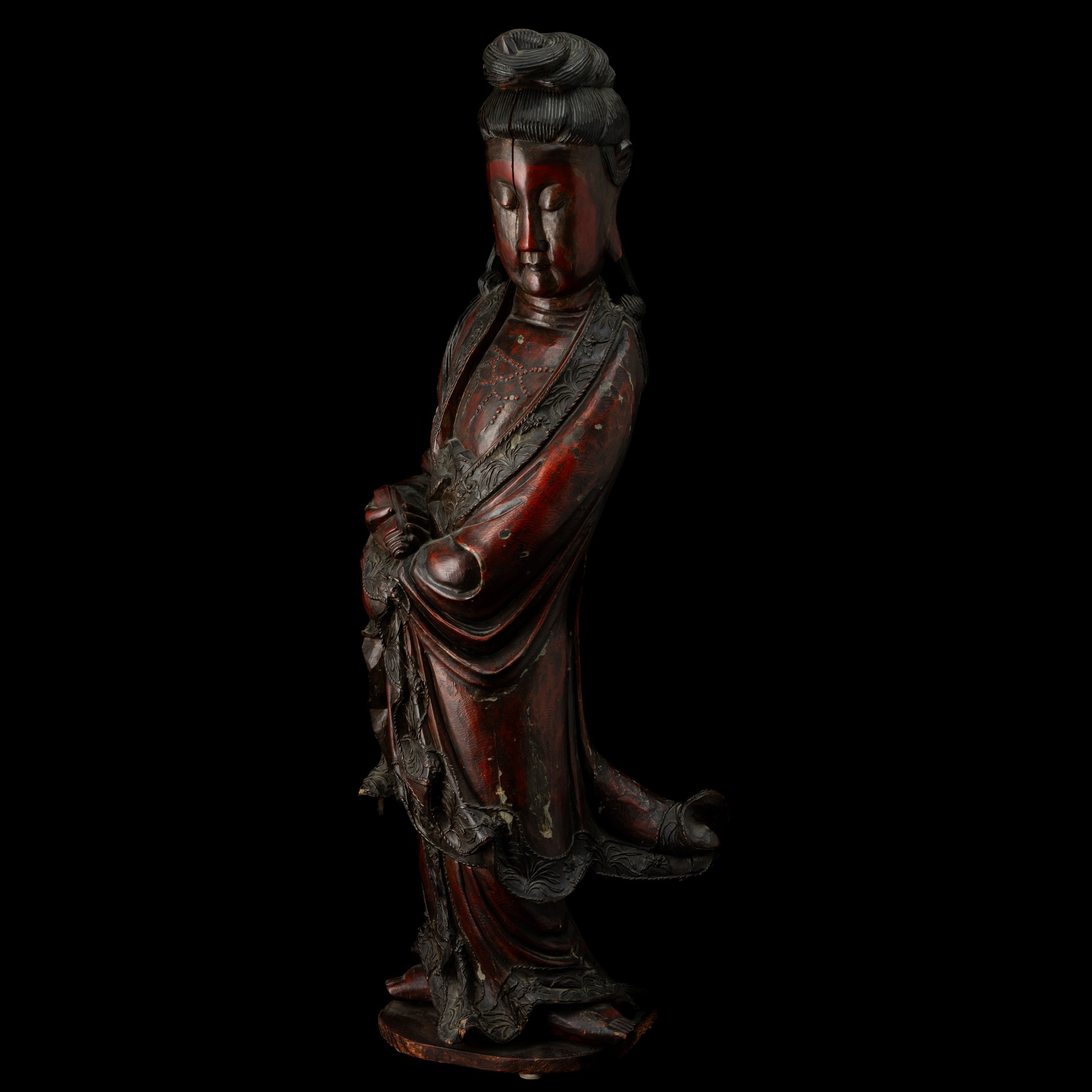Figura di Guanyin, scultura in legno, Cina, Dinastia Qing, XIX secolo