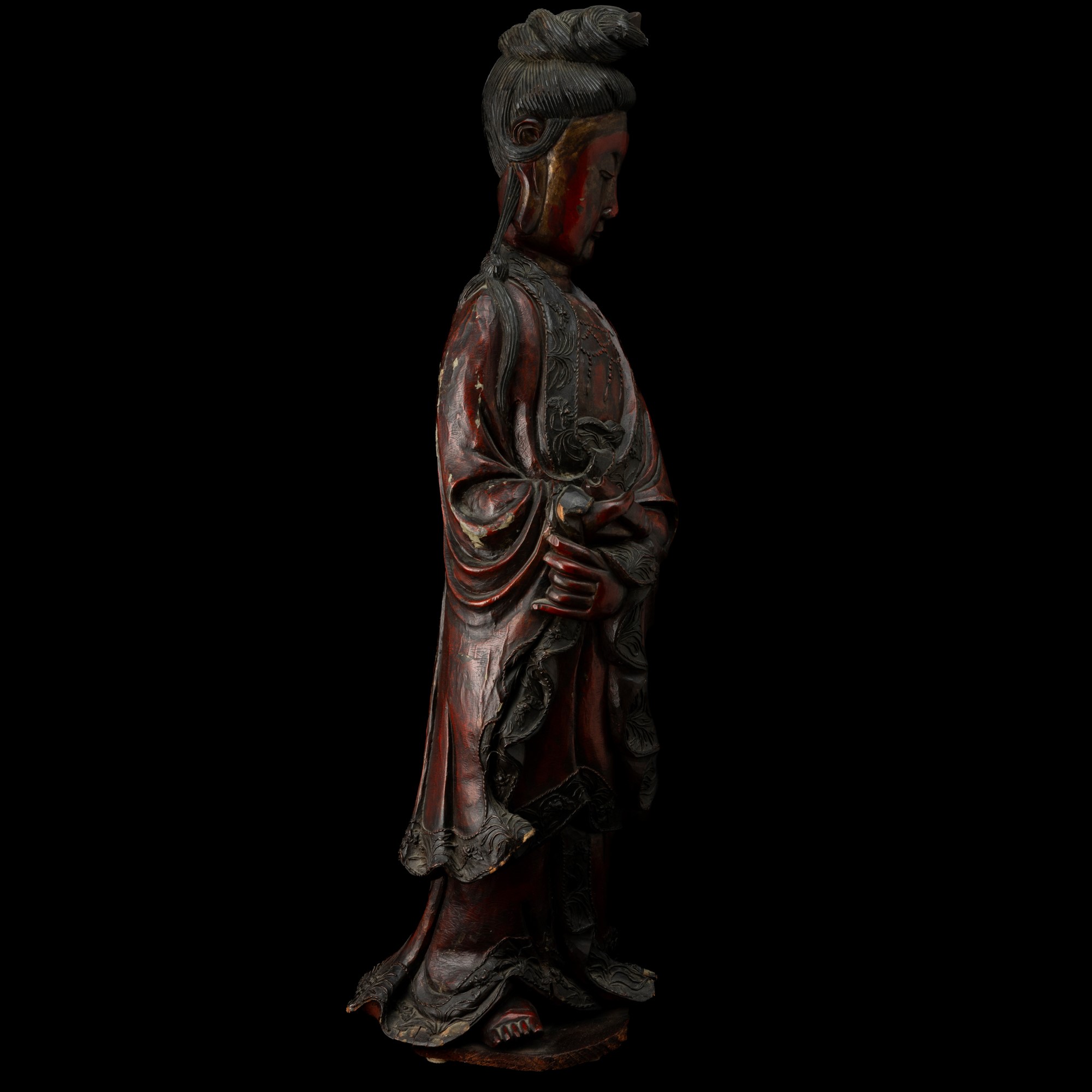 Figura di Guanyin, scultura in legno, Cina, Dinastia Qing, XIX secolo