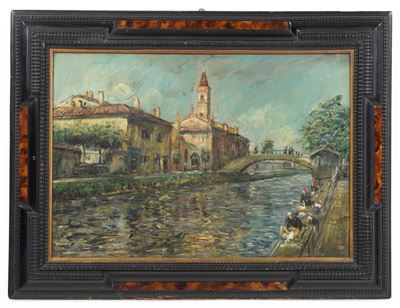 Scuola del XX secolo, Veduta di Venezia, olio su tela