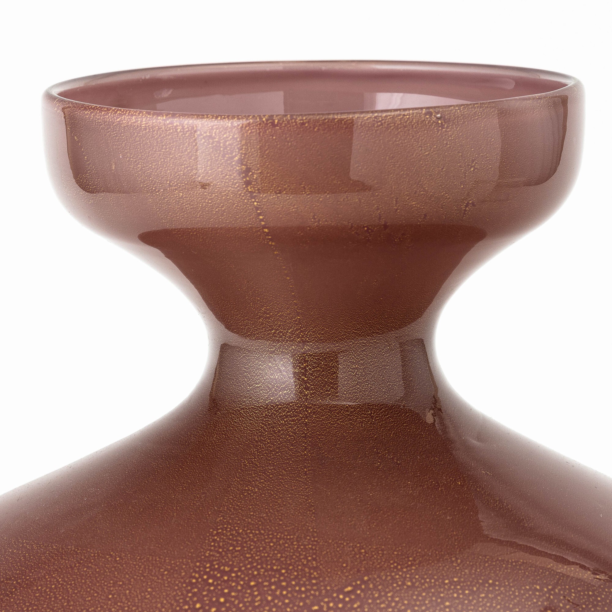 Seguso, Vaso a balaustro in vetro opalino incamiciato “ciclamino” con foglia oro sommersa, Murano...