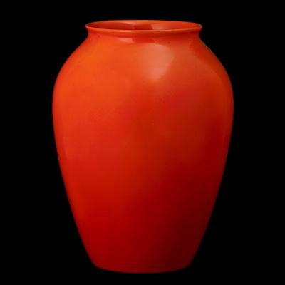 Pordenone (circa 1940), Vaso in terraglia a colaggio con decoro in smalto arancione