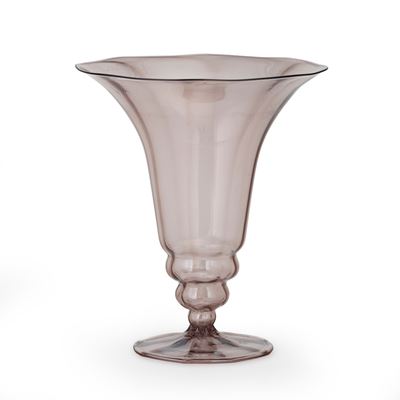 Vaso a campana rovesciata in vetro soffiato ametista, costolature, Murano (ca. 1930)