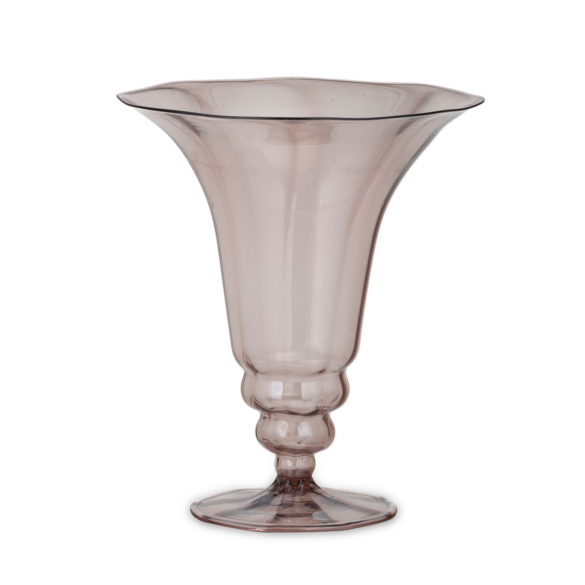 Vaso a campana rovesciata in vetro soffiato ametista, costolature, Murano (ca. 1930)
