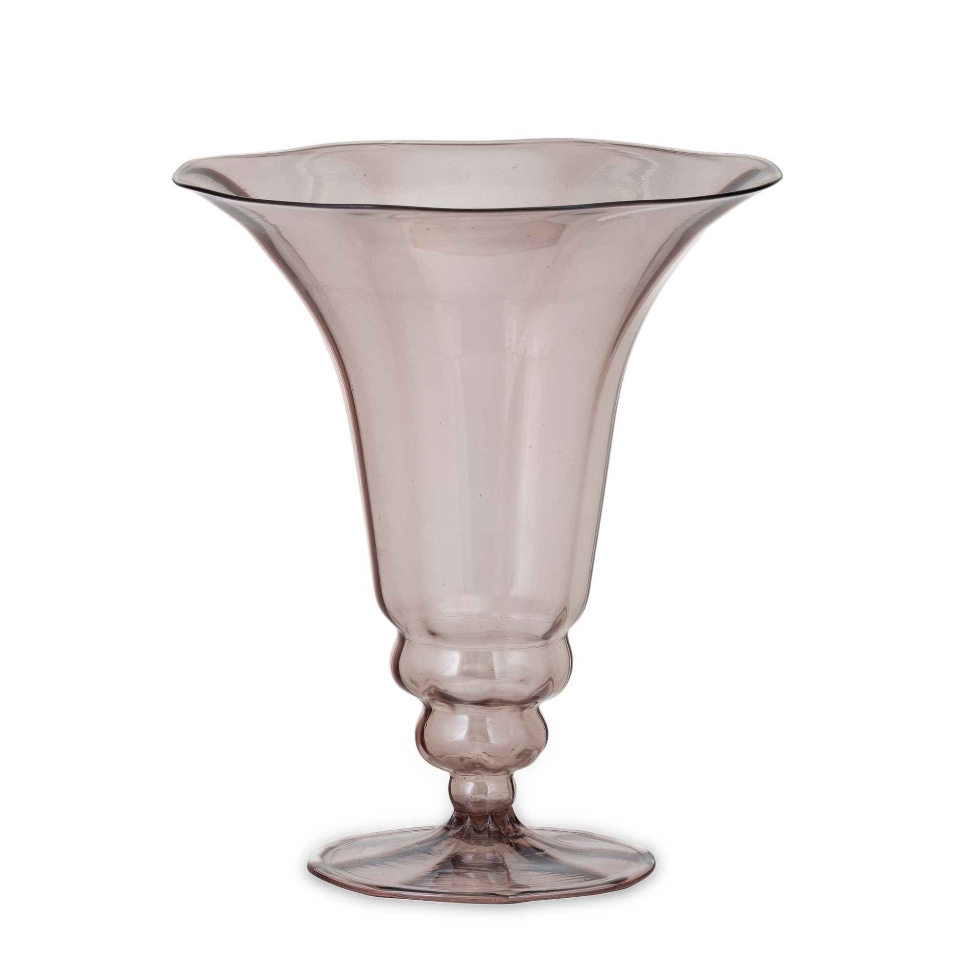 Vaso a campana rovesciata in vetro soffiato ametista, costolature, Murano (ca. 1930)