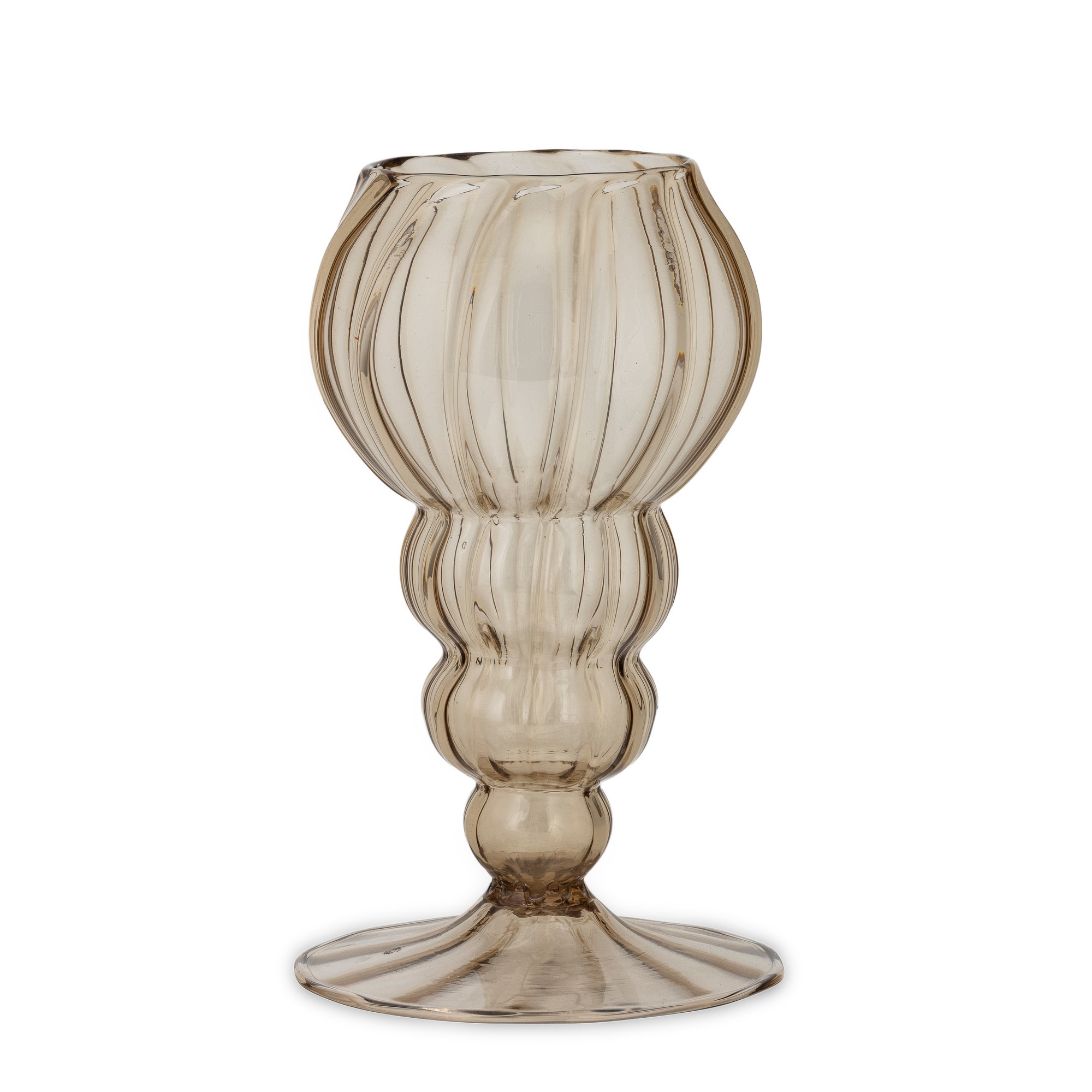 Murano, vaso a balaustro in vetro soffiato pagliesco costolato (circa 1930)