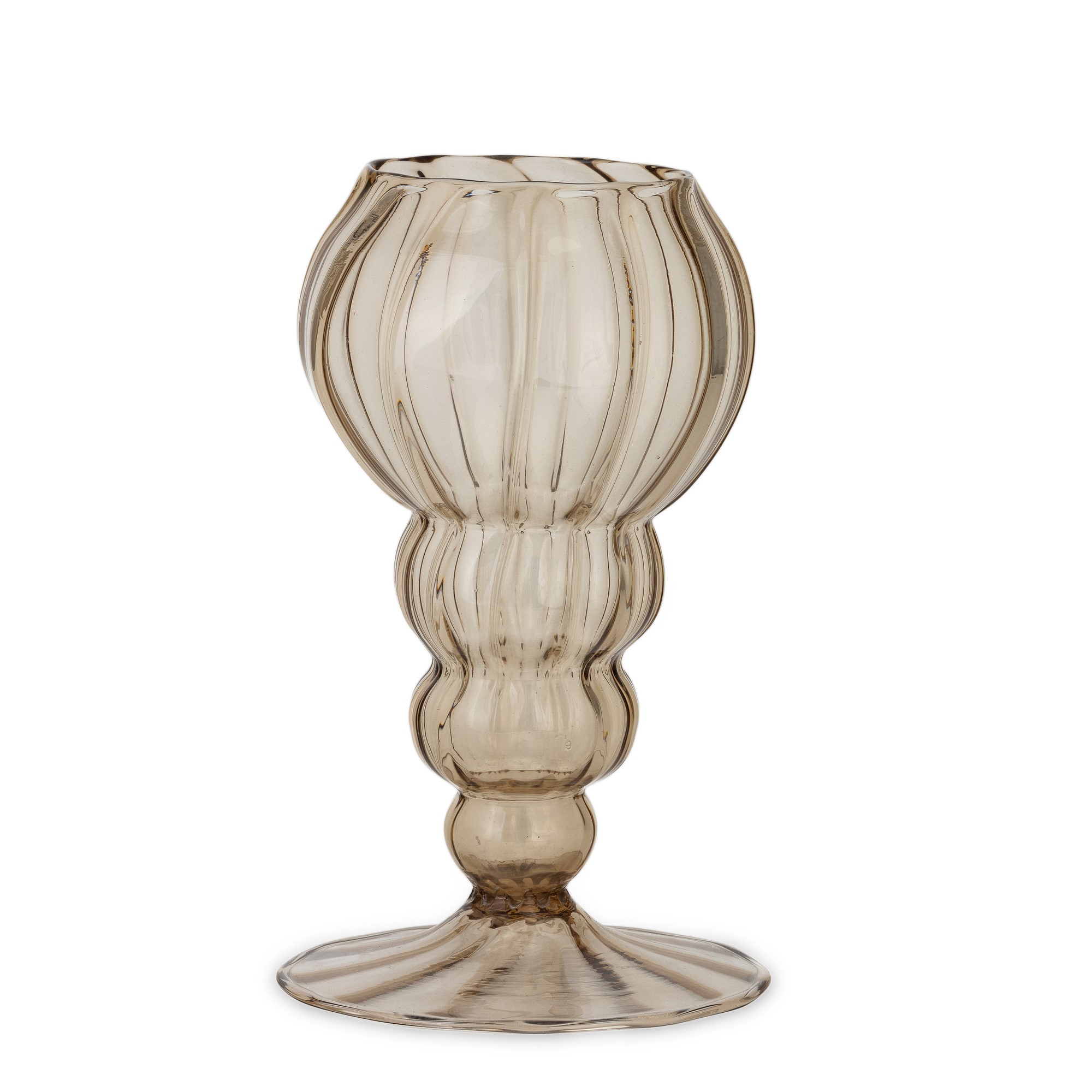 Murano, vaso a balaustro in vetro soffiato pagliesco costolato (circa 1930)