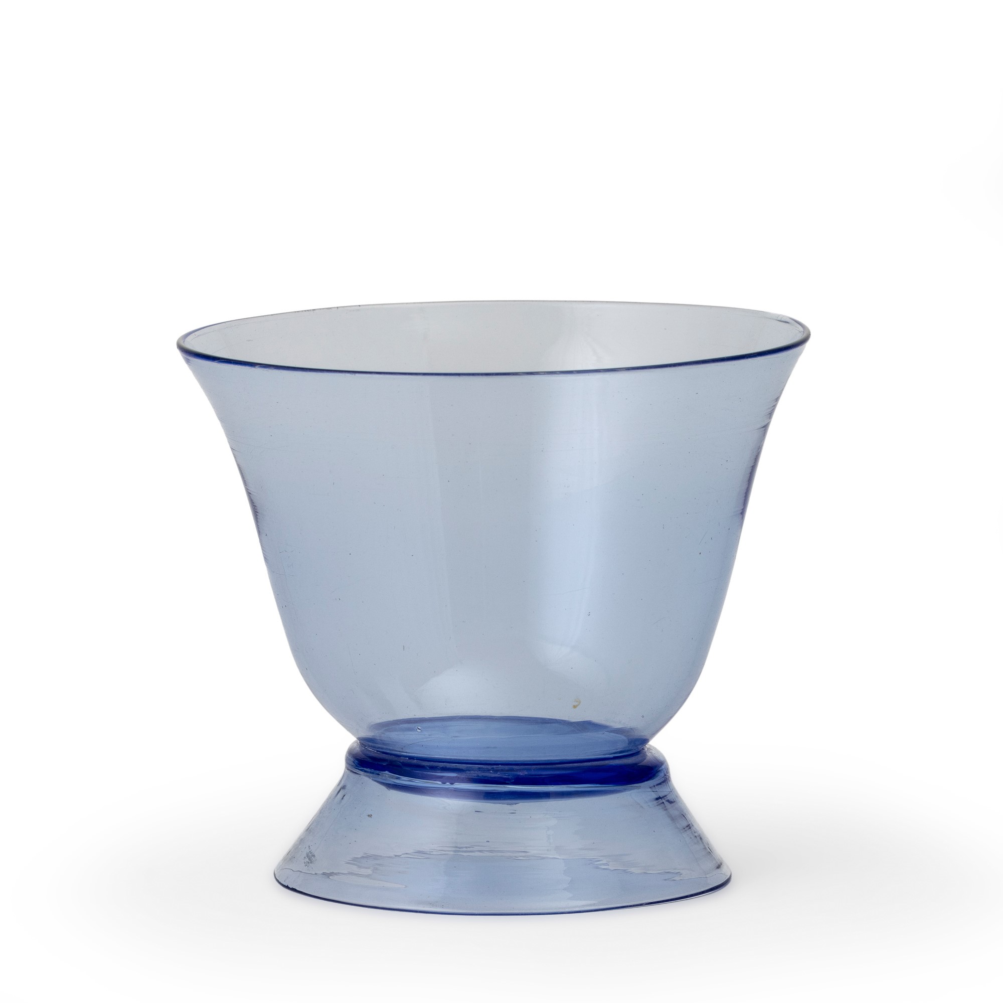 Murano, Coppa su piede troncoconico in vetro soffiato blu (circa 1930)