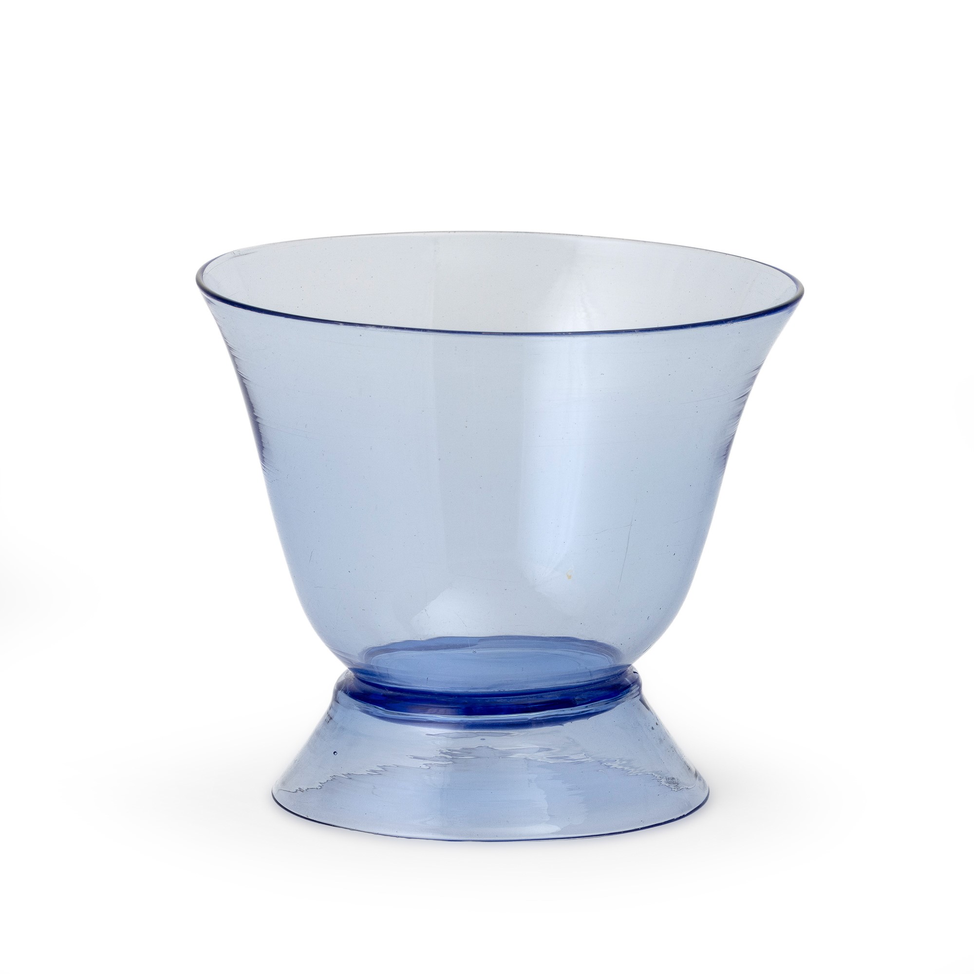 Murano, Coppa su piede troncoconico in vetro soffiato blu (circa 1930)