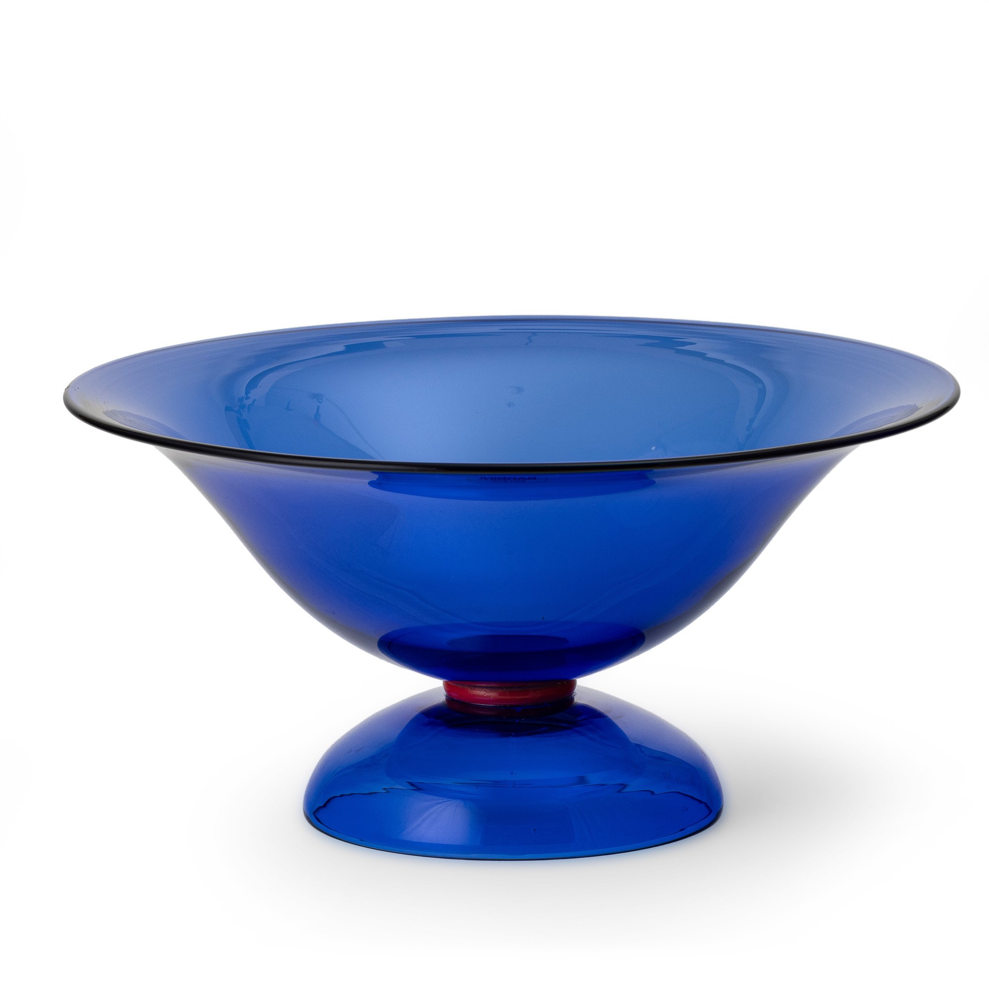Barbini, Coppa in vetro soffiato blu di Murano (circa 1980)