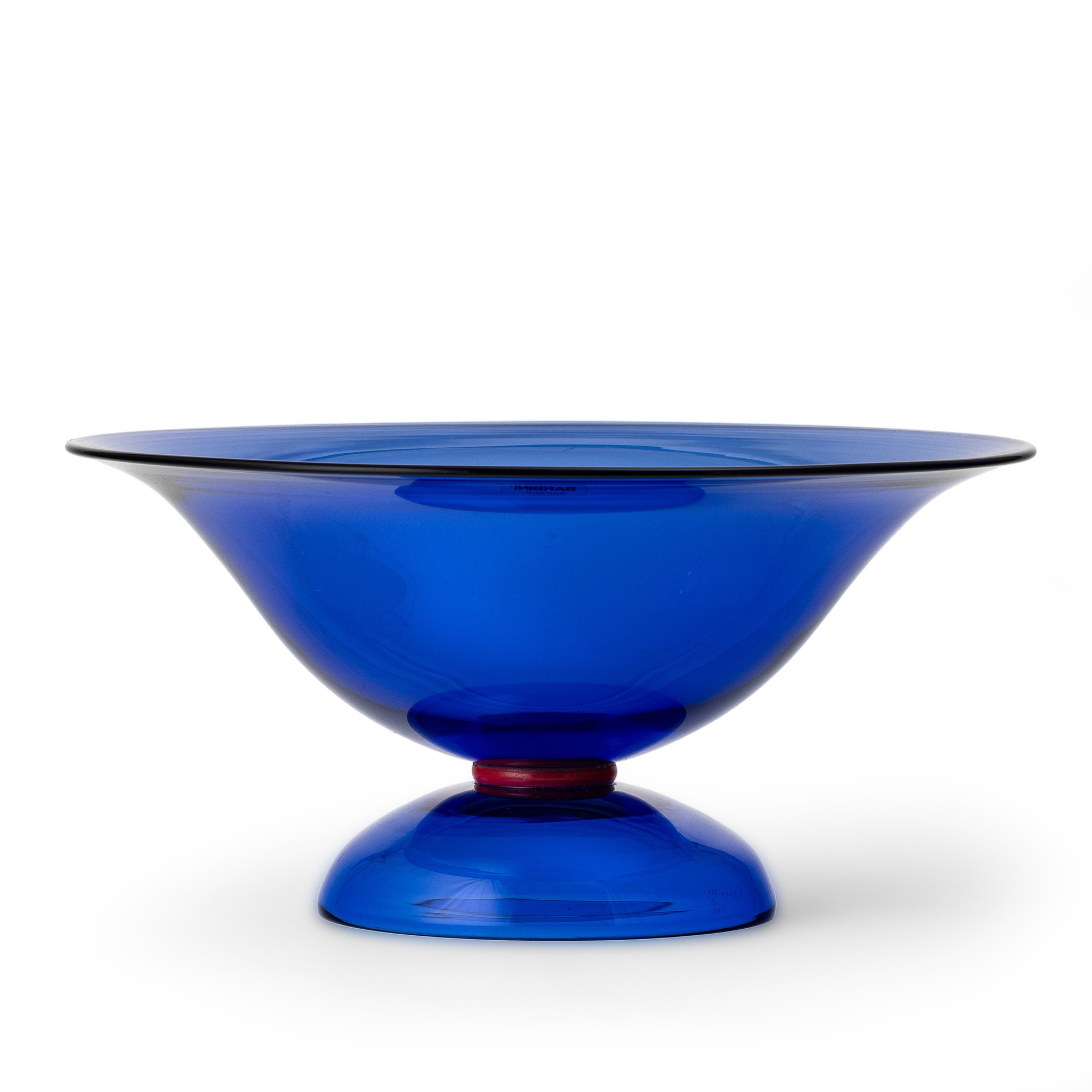 Barbini, Coppa in vetro soffiato blu di Murano (circa 1980)
