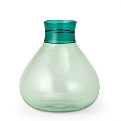 Vaso in vetro soffiato Murano (serie Colletti), fascia a incalmo verdognola, ca. 1980