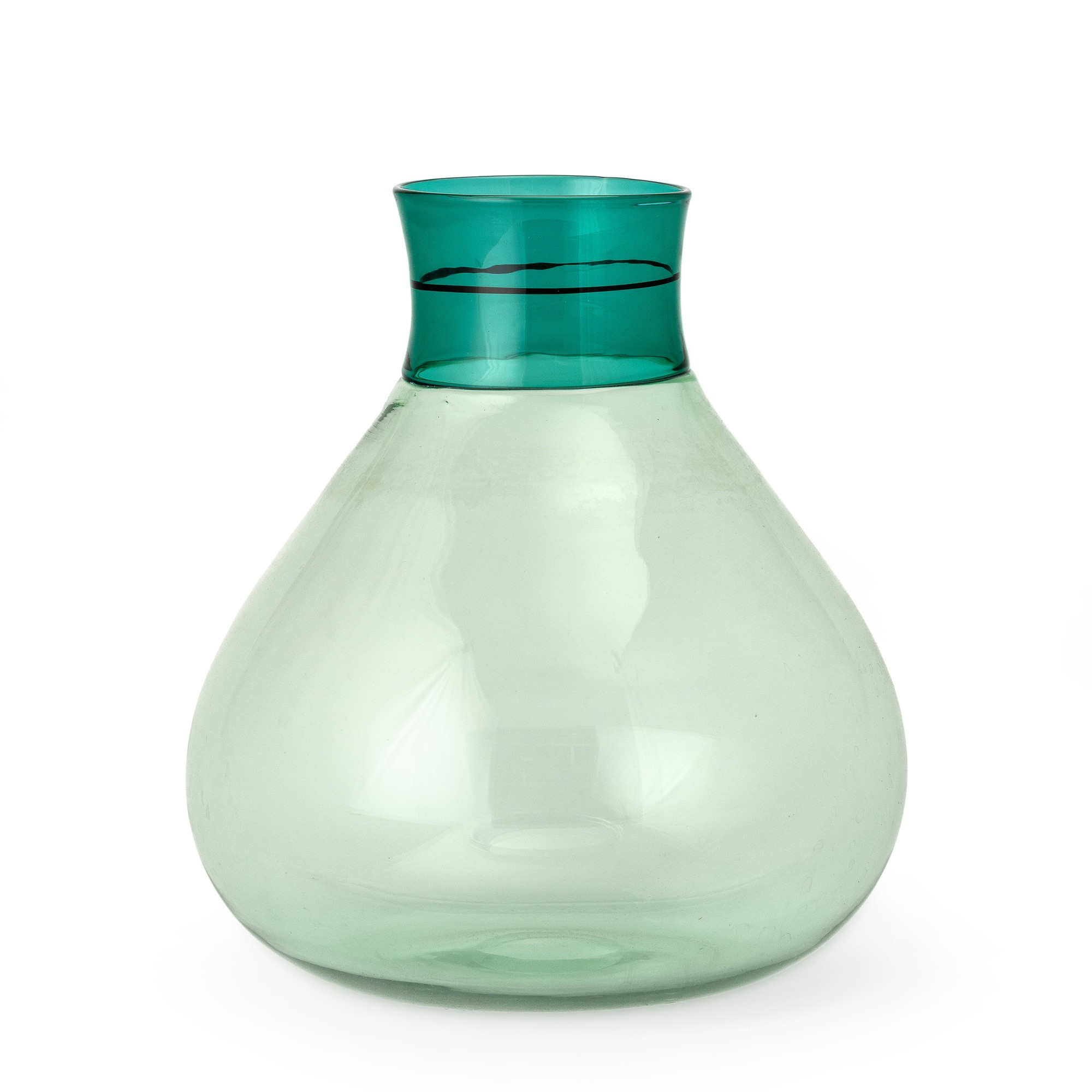Ludovico Diaz De Santillana - Vaso in vetro soffiato Murano (serie Colletti), fascia a incalmo ve...