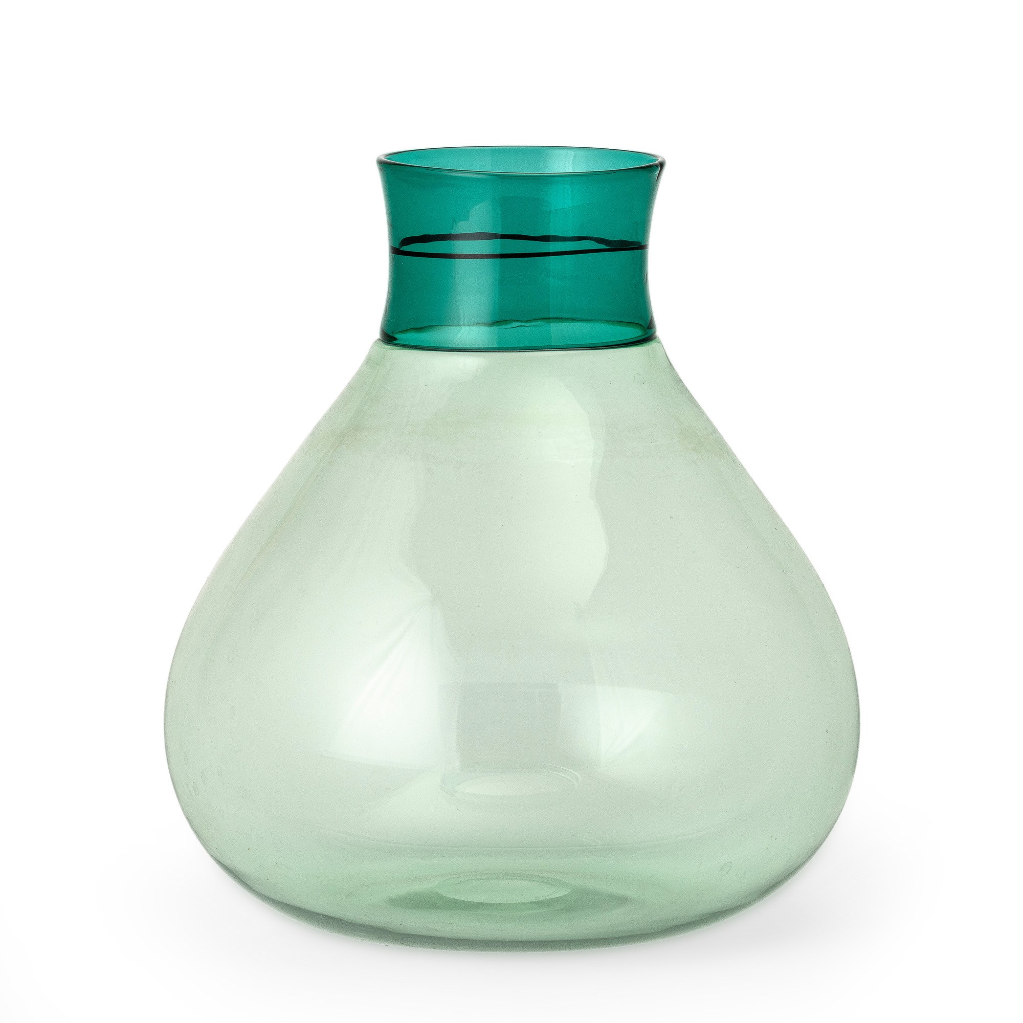 Ludovico Diaz De Santillana - Vaso in vetro soffiato Murano (serie Colletti), fascia a incalmo ve...