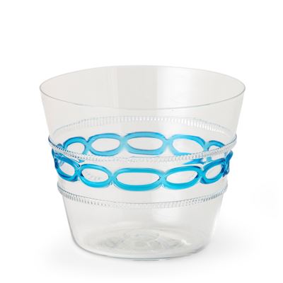 Salviati, Coppa troncoconica in vetro soffiato con decoro ad anelli blu (secolo XX)