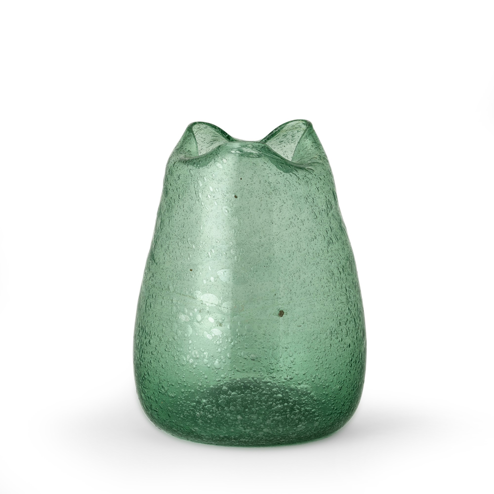 Italia, Vaso a goccia in vetro soffiato con decoro a bollicine sommerse e bocca polilobata, secol...