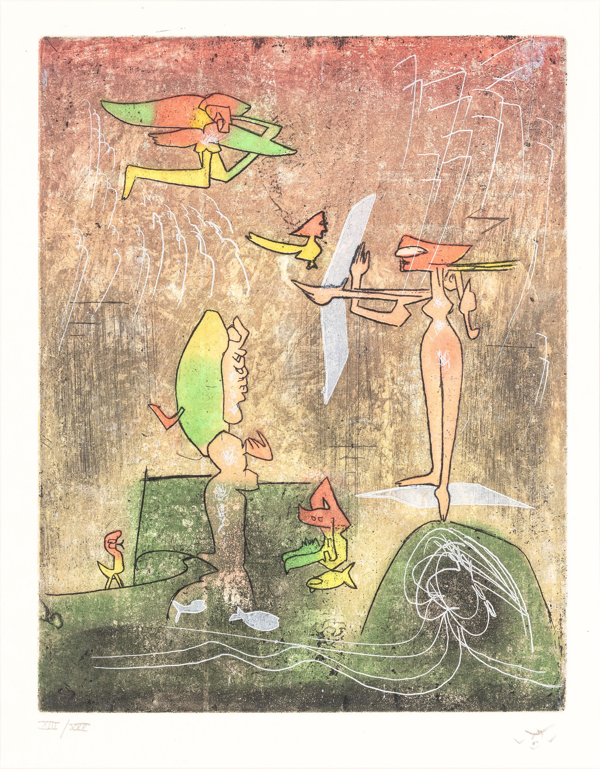 Roberto Sebastian Antonio Matta - Les poids des poissons (acquatinta) — 1981