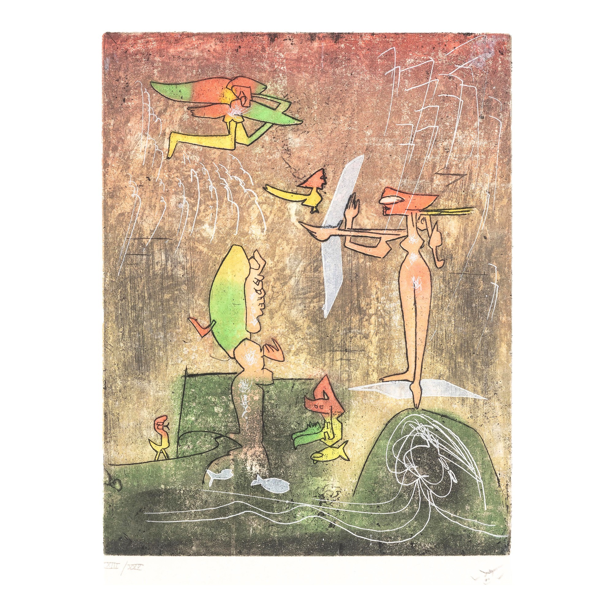 Roberto Sebastian Antonio Matta - Les poids des poissons (acquatinta) — 1981