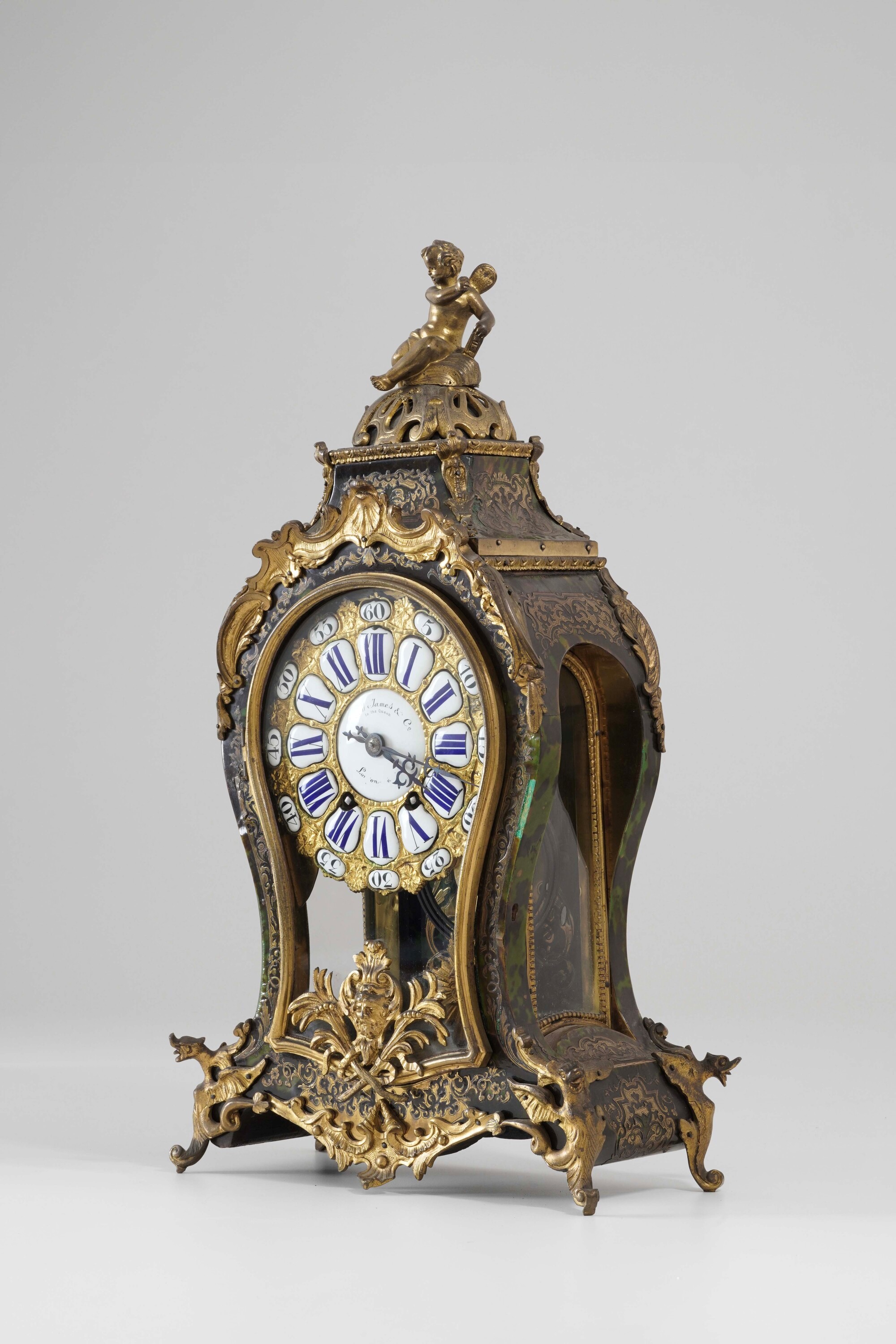 Howell James & Co. (attr.), Pendola d’appoggio stile Boulle, XIX secolo