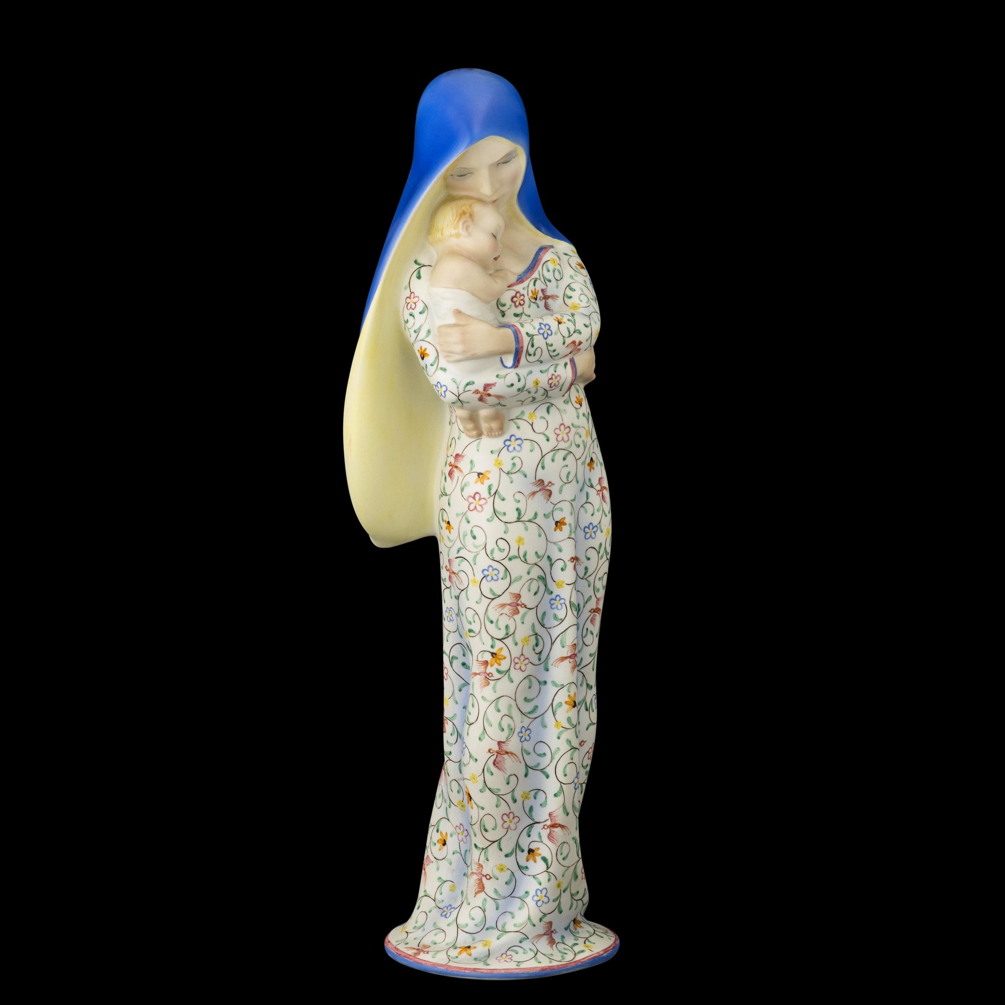 Lenci, Madonna del Vento con Bambino (scultura in terraglia a colaggio, policroma)