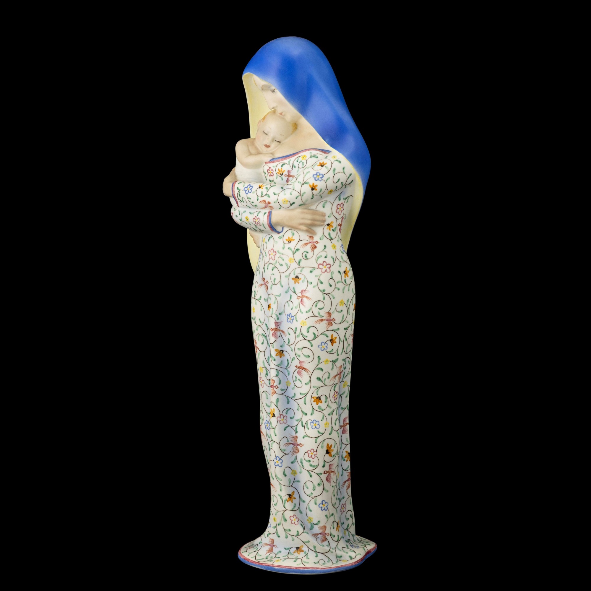 Lenci, Madonna del Vento con Bambino (scultura in terraglia a colaggio, policroma)
