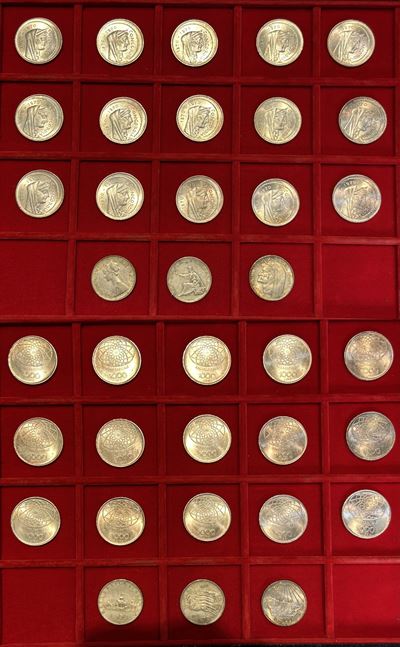 Mohammed V (Marocco), Lotto di quindici monete da 500 franchi, argento (1956)