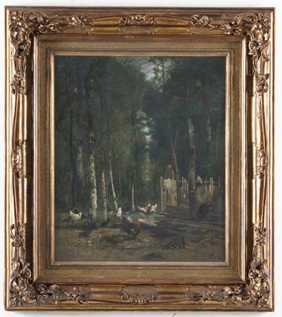 Scuola del XIX-XX secolo, Bosco, olio su tela