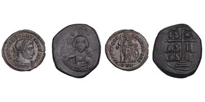 Costantino I, Follis; Romano III, Follis. Lotto di due monete
