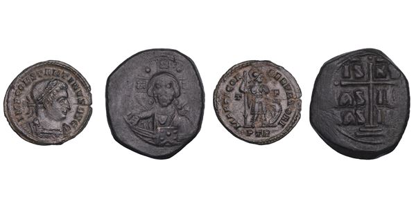 SHIPPING ONYL IN ITALY. COSTANTINO I (307-337)  E ROMANO III (1028-1034). Lotto di due monete.