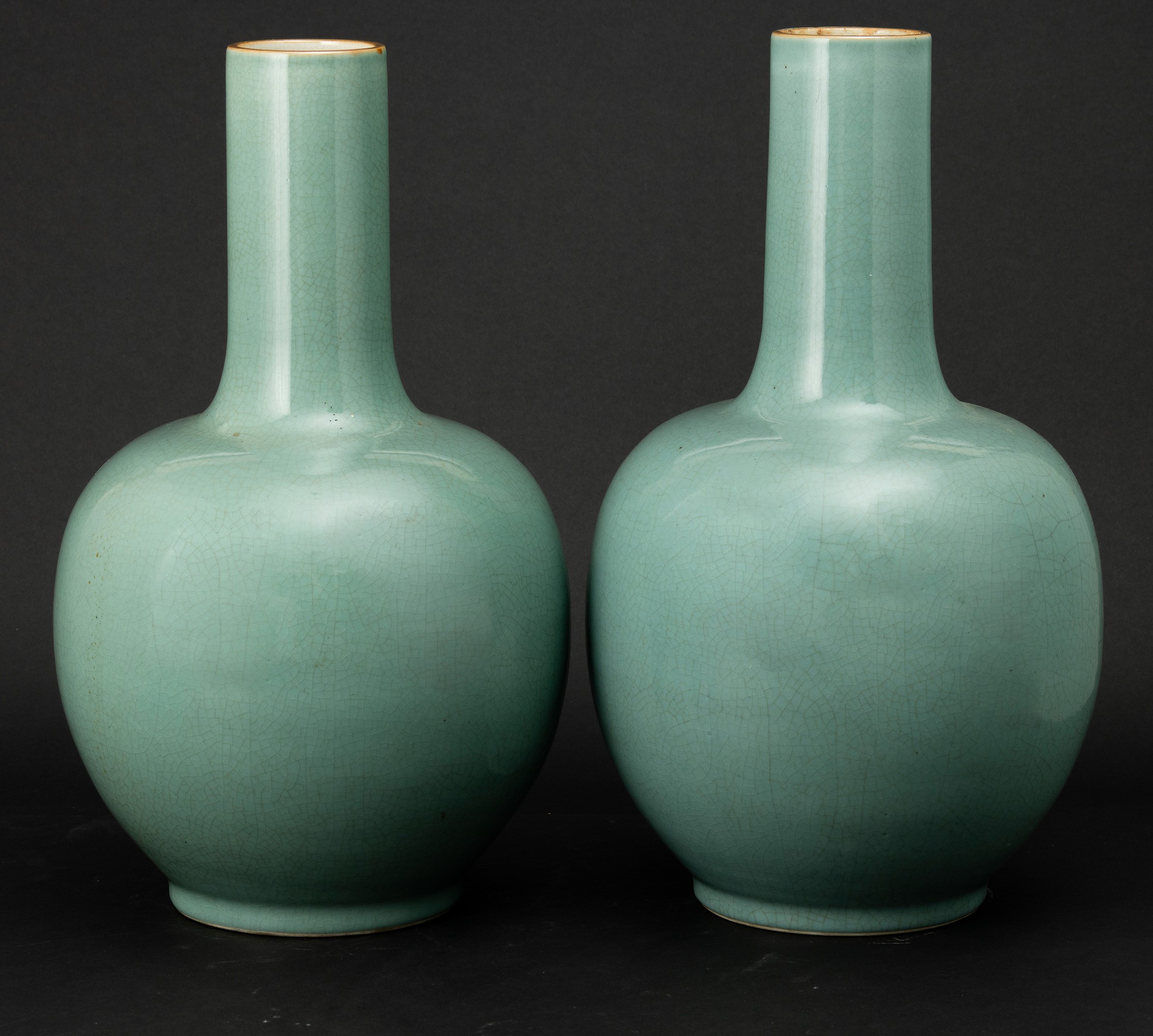 Coppia di vasi a fondo celadon, Cina, Dinastia Qing (XIX secolo)
