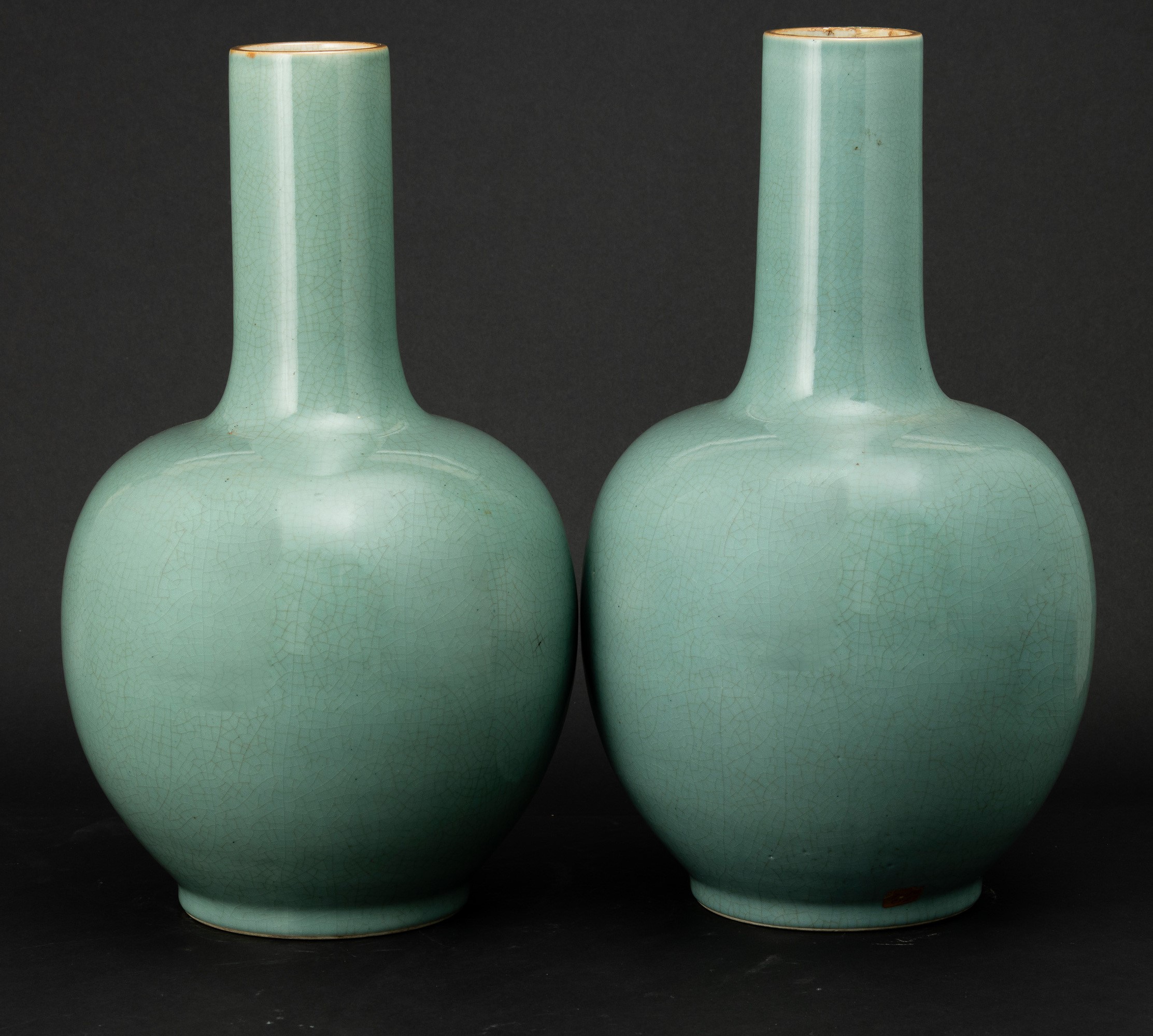 Coppia di vasi a fondo celadon, Cina, Dinastia Qing (XIX secolo)