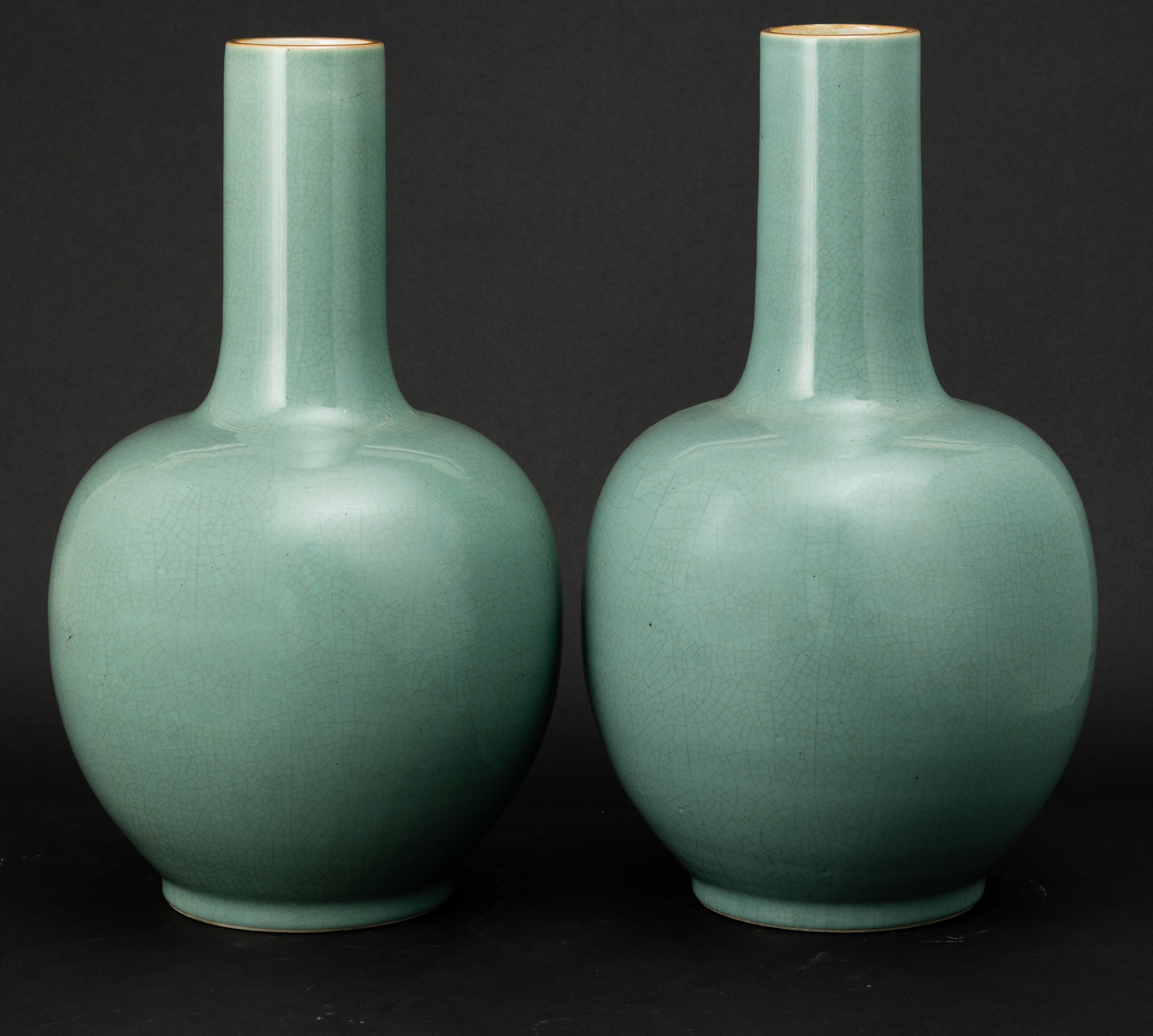Coppia di vasi a fondo celadon, Cina, Dinastia Qing (XIX secolo)