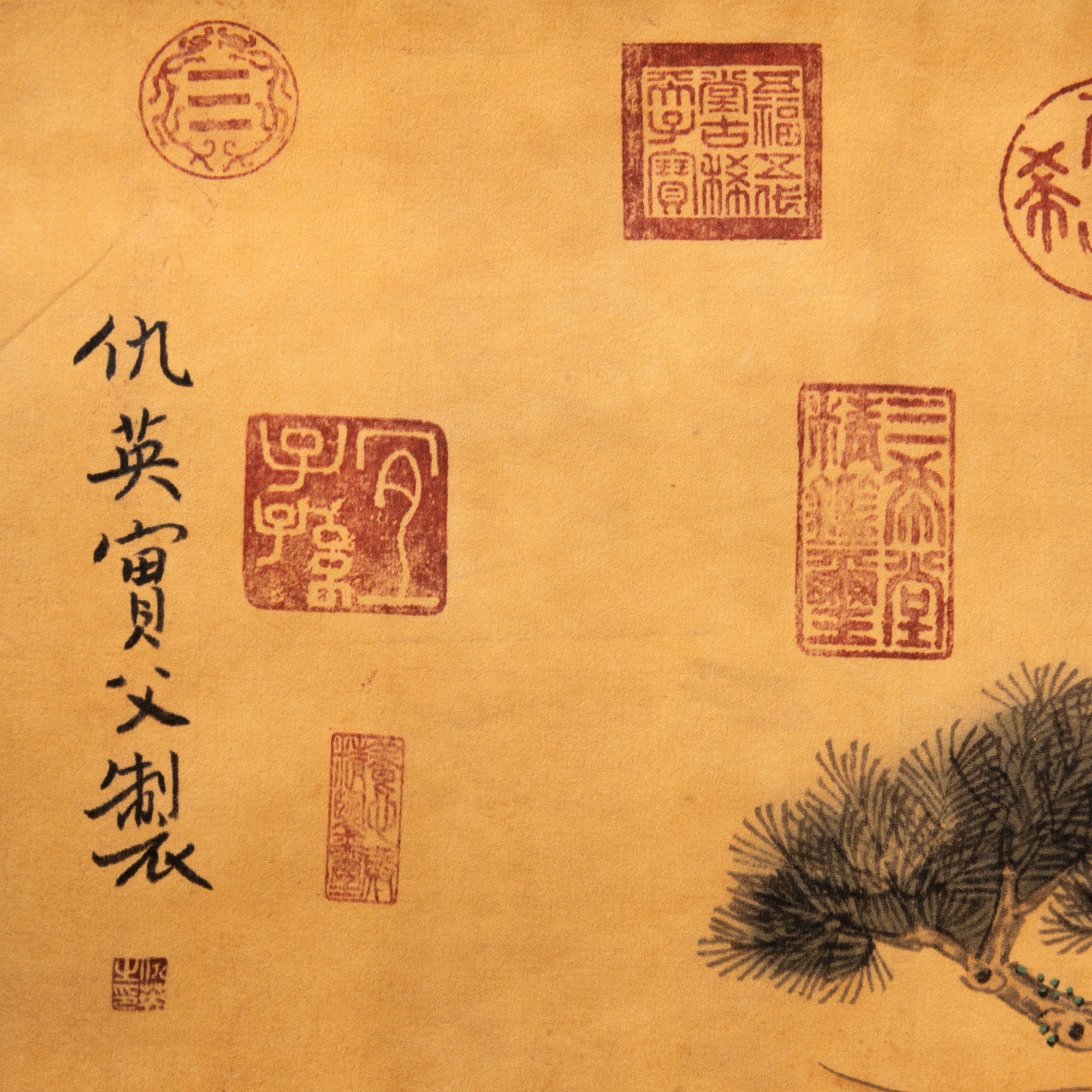 Cina, Scroll raffigurante Shoulao con immortali, iscrizioni e sigilli